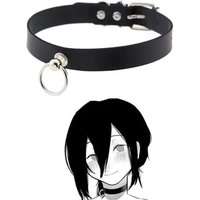 Anime Chainsaw Man Reze Cosplay Choker PU Heart Necklace Punk Leather Collar Pull Ring Chain Unisex Party Props