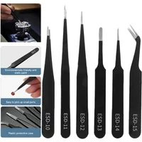5-6Pcs Portable Watch Repair Tools Anti-Static Stainless Steel Tweezers Clamping Tool Straight Bend for Watchmaker Accessories