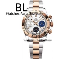 BLIGER Two Tone Silver Rose Men's Watches Brand Luxury Quartz Watch For Men Chronograph Sports Waterproof Luminous Reloj Hombre