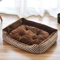 Soft Plush Dog Bed Washable, Warm Cat Nest Mattress With Non-Slip Base, Comfy Rectangle Pet Sofa For Small Medium Pets