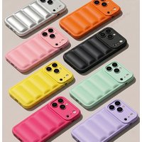 Down Jacket Phone Case For iPhone 16E 17E 15 14 11 12 13 16 17 Pro Max Air 14 15 16 Plus Silicone Shockproof Protector Cover