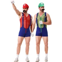 Costume de Cosplay de Super Luigi Brothers pour Homme, Déguisement de Carnaval, Combinaison Amusante de Plombier, pour Halloween