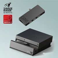 Savage Raven by Skull & Co. Jumpgate Dock for Nintendo Switch 2 Console Protable Stand USB C Hub Docking Station for Switch OLED
