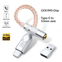 CX31993 DAC HiFi Headphone Amplifier Type C to 3.5mm Adapter 32b/384kHz Audio Decoder IEM AMP for iPhone15 Samsung Converter