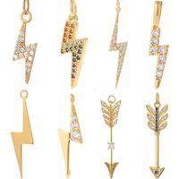 Lightning Charms for Jewelry Making Supplies Shining Pendant gold color Charm Diy Earring Bracelet Necklace Copper CZ Accessorie