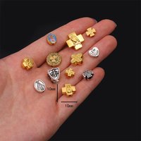 20 Pieces Golden Hole Beads Virgin Mary Hand Beaded Maria Beads Catholic Medal Pendant Large Hole Bead Pendant Bracelet Ornament