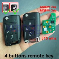 Obudowa kluczyka samochodowego 4-przyciskowa MQB48/MQB49 315MHZ do Volkswagen/VW Golf GTI Prox Jetta Tiguan 2015+ 5G0959752BD 5G0959752BE