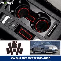 1Set Car Gate Slot Mat For Volkswagen VW Golf MK7 MK7.5 2013-2020 Auto Anti-Slip Rubber Cup Pads Interior Accessories 2019 2018