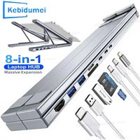 Laptop Stand USB Docking Station With 8-in-1 HUB USB3.0 4K HD SD TF Card Reader Aluminium Alloy Holder Adjustable Tablet Bracket