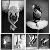 Black and White Ballet Girl Ballerina Posters And Prints Dancer Canvas Painting Wall Art Picture Home Decor For living Room