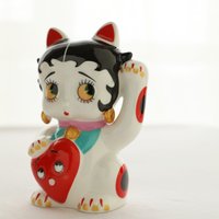 Lucky Cat Ornaments, Couple Style with Lovely Heart-shaped Design, Creative Decorations for Home & Office, Ideal Gift