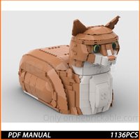 2026 New Orange Cat Animal Model Building Blocks Assemble Cute Cartoon Bricks Puzzle Toys For Birthday Gifts 1136PCS