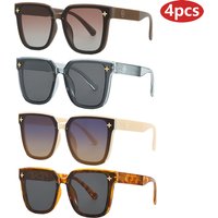 Hiking 4pcs Fashion Large Frame Square Anti Light Glasses Women Outdoor Casual Sunshade Sun Glasses Gradient Eyeglasses UV400