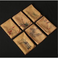 1Pc 30x30cm Thicken Retro Painted Polyester Cotton Tea Towel Kung Fu Tea Cloth Absorbent Tea Table Pad Accessories