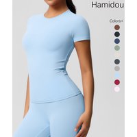 Workout Dry Fit Breathable High Elastic Sports Top Gym Fitness Wear T-shirt Women Casual Outdoor Top