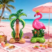 1pcs Flamingo And Palm Tree Foil Balloon, Perfect for Hawaiian-Themed Parties, Pool Party, Tropical Birthdays Weddings Backdrops