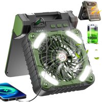 Portable Solar Fans 10000mAh LED Lantern Rechargeable Solar Powered Camping Fan 4 Speeds Powerful Wind 90° Folding Ventilador