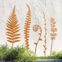 Rusty Ferns, Potted Plant Decoration, Garden Metal Stakes, Outdoor Metal Garden Art Decoration, Rustic Garden Iron Art Sculpture