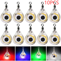 10pcs LED Attracting Fish Light Mini Deep Drop Underwater Eye Shape Fishing Light Squid Attractor Bait Luminous Lure Fish Lamp