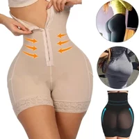 Women's high waisted, cinched, breasted shapewear pants with lace lifting hips, lightweight and breathable flat angle pants
