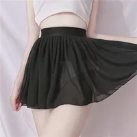 2026NEW A-Line Pleated Mini Skirt Sheer Sexy Elastic High Waist Black White Solid Lace thin Short Skirts for Woman Spring Summer