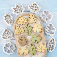 8Pcs Leaf Plant Flower Fruit Cookie Cutter Mold Set 3D Press Molds Kitchen Tools for Baking Fondant Themed Treats Cookie Stamps