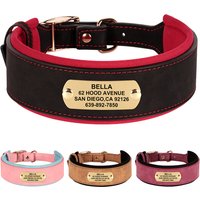 Personalized Leather Dog Collar Soft Wide Padded Collars For Medium Large Dogs With Free Engraved Nameplate Dog Accessories