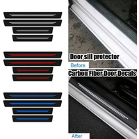 4PCS Universal Carbon Fiber Leather Car Door Sill Protectors – Waterproof and Scratch-Resistant Door Edge Protectors Car Decals