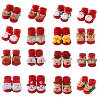 Comfortable Cotton Baby Socks Christmas Patterned Baby Socks Cotton Blend Newborn Socks Not Slip Socks for New Walkers