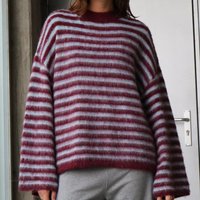 Women's Autumn Loose Sweater Stripe Pattern Long Sleeve Round Neck Knitwear Pullover Patchwork Sudaderas De Mujer