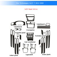 Film autocollant intérieur en fibre de carbone pour Volkswagen Golf 7 2014-2020, pour console centrale, levier de vitesse, tableau de bord, poignée de porte, panneau de lève-vitre