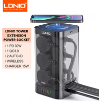 LDNIO UKCA Vertical Power Plug Tower Shape Extension Socket UK Outlet with USB-A USB-C Charging Power Socket Strip
