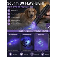 Zoom 365nm/395nm UV LED Flashlight USB Rechargeable Invisible Ink Marker Pet Stain Tinea Porcelain Ore Jade Curing Scorpion Lamp