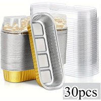 30pcs Loaf Baking Pans With Lids(6.8oz) Aluminum Foil Baking Pans Tins Containers - Cupcake Containers Wrappers Cheesecake Creme