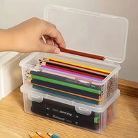 1/2/3/4 Large Transparent PP Storage Boxes with Lids, Used for Storing Office Supplies, Pencils, and Crafts