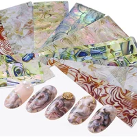 16 Sheets Marble and Shell Design Nail Transfer Stickers, 4x20cm Starry Sky Foil Paper DIY Nail Art Decals Decoration