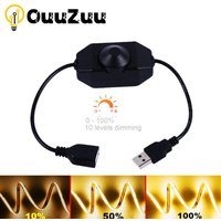 LED Knob Dimmer Switch DC 5V USB Female to Male Extension Cord with Rotary ON OFF Controller White Black for LED Strips Lights