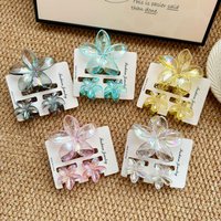 3pcs Hawaiian Transparent Colorful Shiny Flower Grab Hair Clips Claw Women Sweet Ponytail Clip Hairpin Barrette Hair Accessories