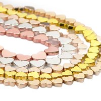 6x5mm Rose Gold Color Hematite Beads Love Heart Natural Stone Loose Beads For Jewelry Making DIY Necklace Bracelets 15''