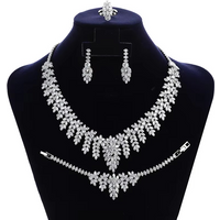 Jewelry Set HADIYANA Women's Wedding Necklace Bracelet Ring Earrings Zirconia Set BN7816 Valentine's Day Gift