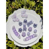 14 pieces (Purple Rabbit Love Star) Shoe Accessories - detachable DIY trim, crystal chain multi-function shoe clip accessories
