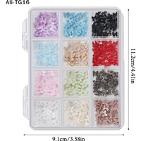 【TG16】12Grids/Case DIY Resin Ribbon Nail Charms 3D Mixed Bowknot Rhinestone Nail Art Decorations DIY Manicure
