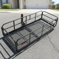 Hitch Mount Cargo Rack Cylindrical Side Rails Tow Hitch Cargo Carrier Bolted Hardware Black