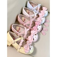 Japanese Original Sweet and Cute Cartoon Rabbit Ears Lolita Bow Single Shoes Soft Girl Round Head Mary Jane High Heels for Women
