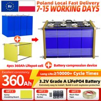 Akumulator 3.2V Lifepo4 360Ah, 10000 cykli, fabrycznie nowy, klasa A, pryzmatyczny, ładowalny element LFP z wbudowanym urządzeniem do kompresji akumulatora, inteligentny BMS, bardzo łatwy w