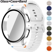 Silicone Strap for Samsung Watch 7 6 5 4 40mm 44mm 5Pro 45mm Band With Case Screen Protector Bumper cover for Wrist Accessories