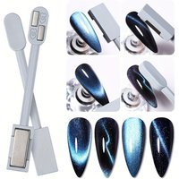 1/2Pcs Cat Eye Magnet Set for Nail Art - French Tip Heart & Flower Design Strong Magnetic Wand for Gel Polish Manicure DIY
