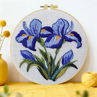 1pc 20X20CM/15X15CM 7.87/6.3inch Blue-purple flowers Bag Embroidery Starter Kit DIY kit DIY embroidery kit manualidades
