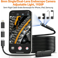 1920P HD Endoscope Camera , Semi-Rigid Snake Borescope, 8 Adjustable LED, IP67 Waterproof Inspection Camera for iOS Android