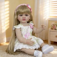 BZDOLL 22inch 55cm Reborn Baby Doll Full Vinyl Princess Lifelike Blonde Toddler Bath Toy Lovely Birthday Gift Art Collection